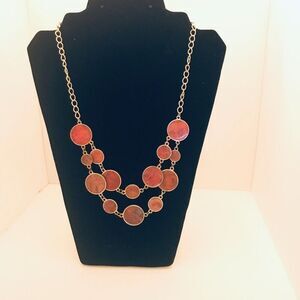 #2928 Burnt Pink Circles on Gold tone chain necklace